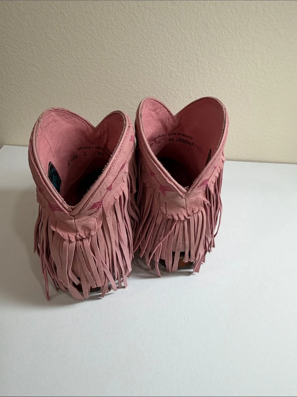 Junk Gypsy by Lane Pink Fringe Western Ankle Boots for Women